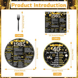 40Th Birthday Decorations For Men Women, 96Pcs Back In 1985 Birthday Party Plates And Napkins Forks Supplies, Black Gold Aged To Perfection Birhday Disposable Party Tableware Decor (24 Guests)