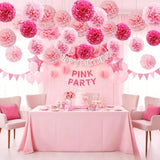 12pcs Hot Pink Tissue Paper Pom Poms,Hanging Paper Pompoms for Baby Shower Wedding Valentine's Day Engagement Birthday Party Decorations