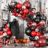 Halloween Balloon Arch Garland Kit Dark Red Black Burgundy Latex Foil Party Decor