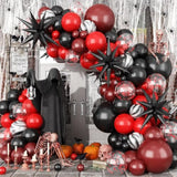 Halloween Balloon Arch Garland Kit Dark Red Black Burgundy Latex Foil Party Decor