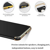 Luxury 3 in 1 Slim Fit Electroplated Shockproof Phone Case for iPhone 7/8, Ultra Thin Flexible Soft Matte Case with Detachable Gold Trim, Compatible with iPhone 7/8 (Black)