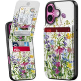 For Iphone 16 Wallet Case, Built-In Card Holder, Fashion Printed, Rfid Blocking, Pu Leather Kickstand, Magnetic Closure, Shockproof Phone Cover For Women And Men, Blooming Floral