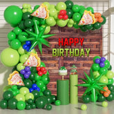 151pcs Green Balloon Garland Kit with Red Orange Blue Foil Balloons for Parties