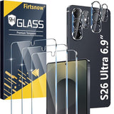 3 Pack for Galaxy S26 Ultra Screen Protector Tempered Glass + 3 Pack Camera Lens Protector, Military Grade Shatterproof, 9H Hardness,