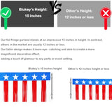 Parade Floats Foil Fringe Skirting Decorations - Pack Of 4 - Each 15" X 10 Feet American Flag Stripes And Stars Metallic Tinsel Patriotic Garland For 4Th Of July, Homecoming Or Christmas Float (4)