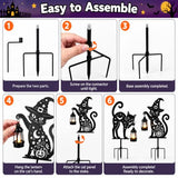 Solar Halloween Black Cat Pumpkin Moon Garden Stake Light