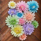 Pastel Paper Flowers, 12 Pcs Paper Flowers Decorations For Pastel Party Decor, 6 Inch, 12 Inch Crepe Paper Flower For Wedding, Party, Baby, Bridal Shower, Nursery Wall Decor, Bulletin Board