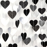 Black White Silver Heart Garland – 52ft Party & Event Hanging Décor