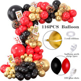 132Pcs Casino Theme Party Decorations, Dice Boxes Large Poker Cards Black Red Gold Balloon Garland Star Foil Balloons For Vegas Themed Party And Casino Night Birthday Celebrations