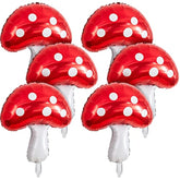 6 Pack Mushroom Foil Balloons – 31" Forest Theme Decor for Fairy Parties & Celebrations
