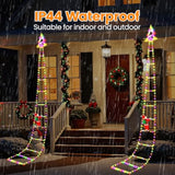 Christmas Ladder Lights With Santa Claus, 248 Led Rope Ladder Light, 8 Lighting Modes & 6H Timer, Waterproof Xmas Decora