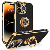 For Iphone 14 Pro Max Case, Slim Lightweight 360° Ring Holder Kickstand Support Car Mount Shockproof Women Men Non-Slip Protective Case For Iphone 14 Pro Max 6.7", Black/Gold