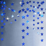 Reflective Blue Star Garlands Streamer/Bunting/Backdrop Party Decoration Stars Hanging Decor For Frozen Birthday/Blue Silver Wedding/Engagement/Royal Baby Shower/Kids Room/Home Decorations