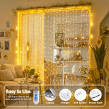 200 Led Curtain Lights For Bedroom, Warm White Hanging Curtain String Lights Indoor, Usb Plug In Christmas Twinkle Light