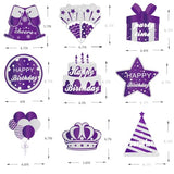 9PCS Purple Silver Happy Birthday Decorations Honeycomb Centerpieces for Women Men