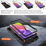 For Samsung Galaxy-A03S-Phone Case With 2Pcs Screen Protector, Build In 360° Rotating Ring Kickstand, Military Grade Protective Case For Galaxy Ao3S Phone, Black