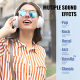 Bluetooth Headphones Over Ear, 65H Playtime And 6 Eq Music Modes Wireless Headphones With Mic, Hifi Stereo Foldable Lightweight Headset, Deep Bass For Home Office Cellphone Pc Etc.(White)
