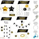 115 Pc 2026 Black Gold New Year Party Set with Balloon Arch and Backdrop