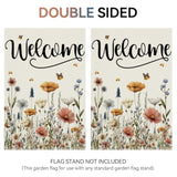Spring Floral Garden Flag Double Sided 12X18 Inch Floral Hello Spring Sign, Seasonal Welcome Yard Flag Banner House Farmhouse Outdoor Decor Burlap
