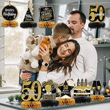 9pc 50th Birthday Table Centerpieces Gold & Black Decorations for Men & Women