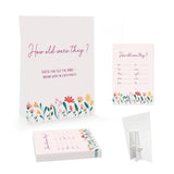 Floral Spring How Old Were The Bride And Groom Game, Guessing The Age Photo Game, Love In Bloom Bridal Shower Wedding Shower Games (1 Sign And 30 Cards)-Bng23