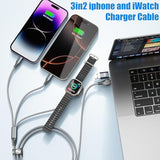 Multi Charging Cable For Apple Watch Charger,3 In 2 Usb C Cable 4Ft Iphone Charger/Type C/Lightning Travel Essentials Cables For Iwatch Ultra/Se/10-1&Iphone 16-5 Pro/Plus
