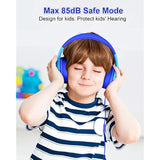 S8 Kids Wired Headphones, 85dB/94dB Limit, Adjustable, Mic, Navy/Blue