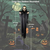 Outdoor Halloween Skeleton Decorations, 7.8Ft Flying Rotated Skull Reaper Ghost Scarecrow Decorations for Garden, Porch, Yard