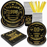 30th Birthday Decorations Men Vintage 1995 Plates Napkins Cups Straws Set 120Pcs