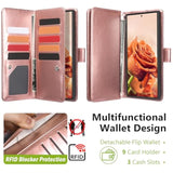 For Galaxy S25 Ultra Wallet Case Detachable With Card Holder For Women, Glitter Pu Leather Strap Magnetic Flip Wallet Removable Phone Case Cover For Samsung Galaxy S25 Ultra 5G 6.9", Rose Gold