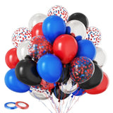 Red Blue Black Balloons, 60Pcs Red And Blue Party Balloons, 12Inch Metallic Silver Balloons Dark Red Blue Confetti Balloons For Boys Birthday Graduation Baby Shower Party Decorations
