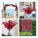 Pack Of 24 - Silk Bougainvillea Branches Artificial Flowers Stem Faux Bougainvillea Floral Hanging Vines For Home Wedding Centerpieces Table Vase Storefront Event Decor (Deep Pink - Pack Of 24)
