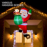 3.4Ft Christmas Inflatable Hanging Santa With Gift Bag Decorations, Blow Up Climbing Santa With Build-In Led For Xmas Pa