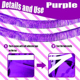 6 Pack 10 Feet Foil Fringe Garland Metallic Tinsel Streamers Banner Wall Hanging Curtain Backdrop Banner For Parade Floats, Thanksgiving, Christmas, Birthday, Halloween Party Decorations(Purple)
