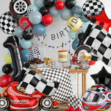 Race Car Balloons Tire Chequered Flag Helmet 10 Pcs Kit Speedy Birthday Party Decor