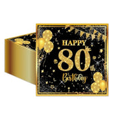 50Pcs 80Th Birthday Napkins, 13 X 13 Inches Black And Gold Cocktail Beverage Napkins Disposable Men Women Party Supplies For Birthday Wedding Anniversary Decoration