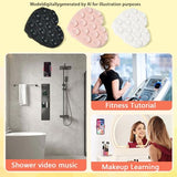 Heart-Shaped Silicone Phone Sticky Grip - Adhesive Back Phone Holder for iPhone & Android, Selfie Mirror Mount with Strong Suction Cup, Hands-Free