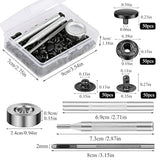 50 Sets Leather Snap Fasteners Kit 10Mm Black Metal Snap Buttons Kit S