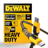 DEWALT Heavy Duty 100W USB C Cable, Jobsite 100 Watt USB C Cable, High Speed Type-C to Type-C, Fast Charge PD USBC Fast Charging Cord for iPhone 16/15 Plus Pro Max, MacBook, iPad, Samsung Galaxy, 4 ft