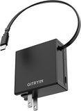 65W USB C Wall Charger with Retractable Cable Foldable Fast Charging Block