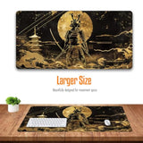 Large Japanese Black And Gold Gaming Mouse Pad, Sea Waves, Premium Non-Slip Anime Desk Pad For Office, Extended Xl Xxl Mouse Mat And Laptop Pad, Waterproof And Stiched Edges 31.5 X 15.7 In (Gs1)