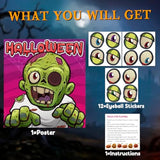 Halloween Games For Kids - Pin The Eyeball On The Zombie Game | Halloween Crafts Toys Gifts Birthday Party Supplies For Kids | Halloween Treats Activities Party Favors Decorations For Family