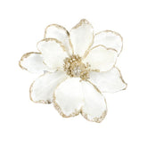 10 Pcs Glitter Artificial Flower Christmas Tree Wreath Diy Ornaments 6.3 Inch Faux Flower For Xmas New Year Wedding Party Holiday Decoration,White A