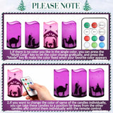 4 Pcs Advent Candles With Timer Battery Operated Led Flameless Christmas Pillar Candles For Church Home Wreath Holiday Decor