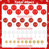 40 Pcs Foam Ball Cake Toppers Red, Gold & White Decor for Birthdays & Holidays