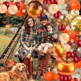 141Pcs Fall Confetti Balloons Pumpkin Maple Leaf Pine Nuts Party Decor