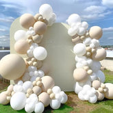141pcs White & Sand Balloon Garland Kit – Neutral Latex Balloons for Boho Weddings and Showers