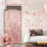 Birthday Decorations For Women Girls Tinsel Curtains 3D Butterfly Stickers Foil Balloons Happy Birthday Banners Rose Gold Crown
