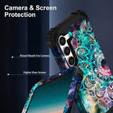 For Galaxy S23 Case 6.1" Display, 2023 Mandala In Galaxy Hybrid Protective Case | Shockproof, Heavy Duty Protection, Soft Silicone Rubber Bumper, Hard Plastic