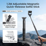 Osmo Action 6 Selfie Stick with Magnetic Quick Release Mount (120cm/47.2in), Adjustable Handheld Invisible Monopod Pole Extension Rod for DJI Osmo